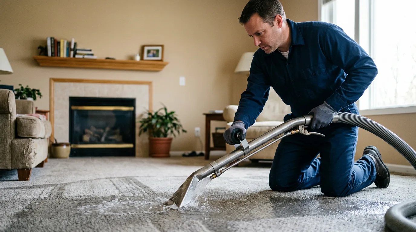 Water damage restoration technician working near North Kingsville, OH